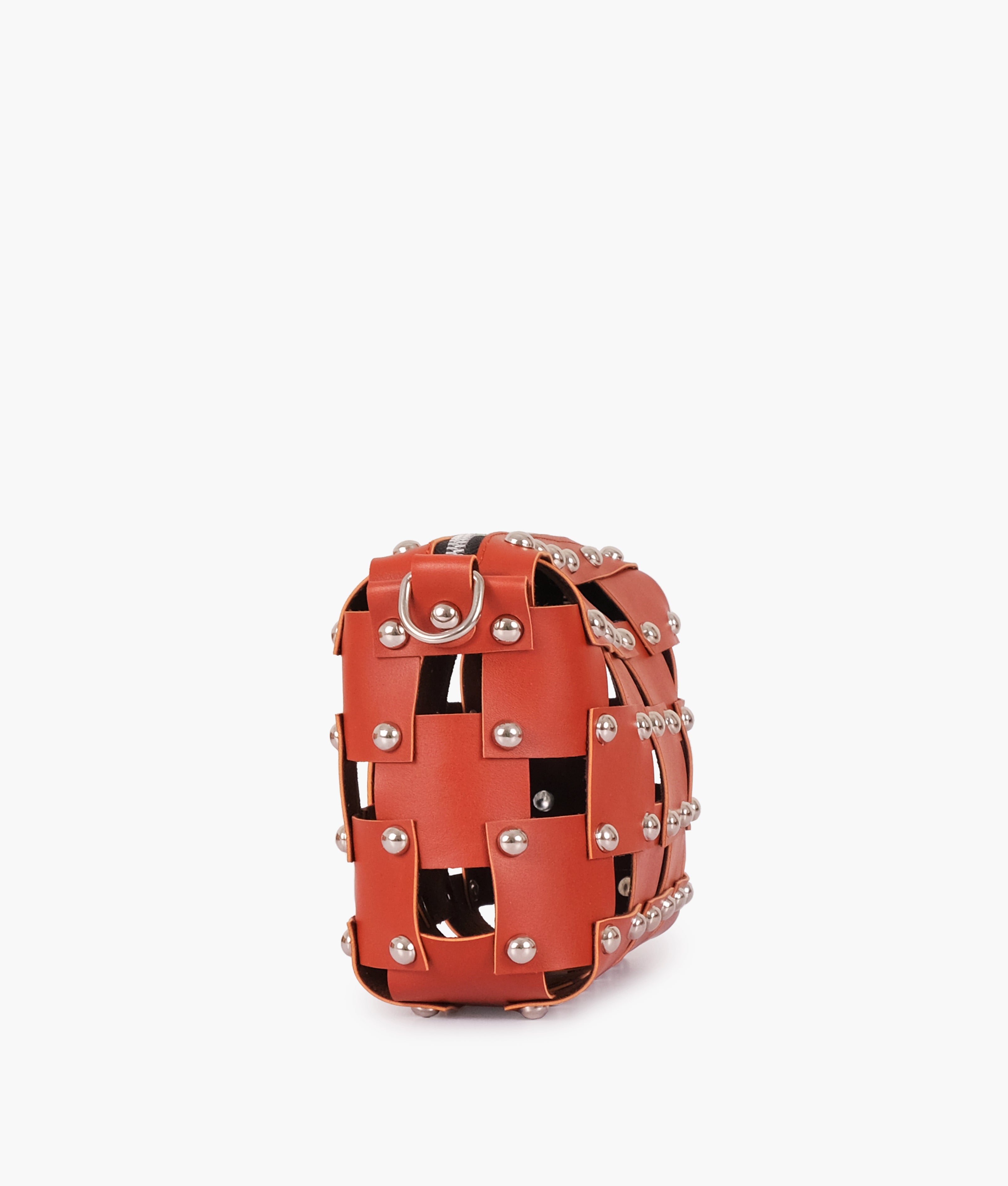 Rust rivet cross-body bag