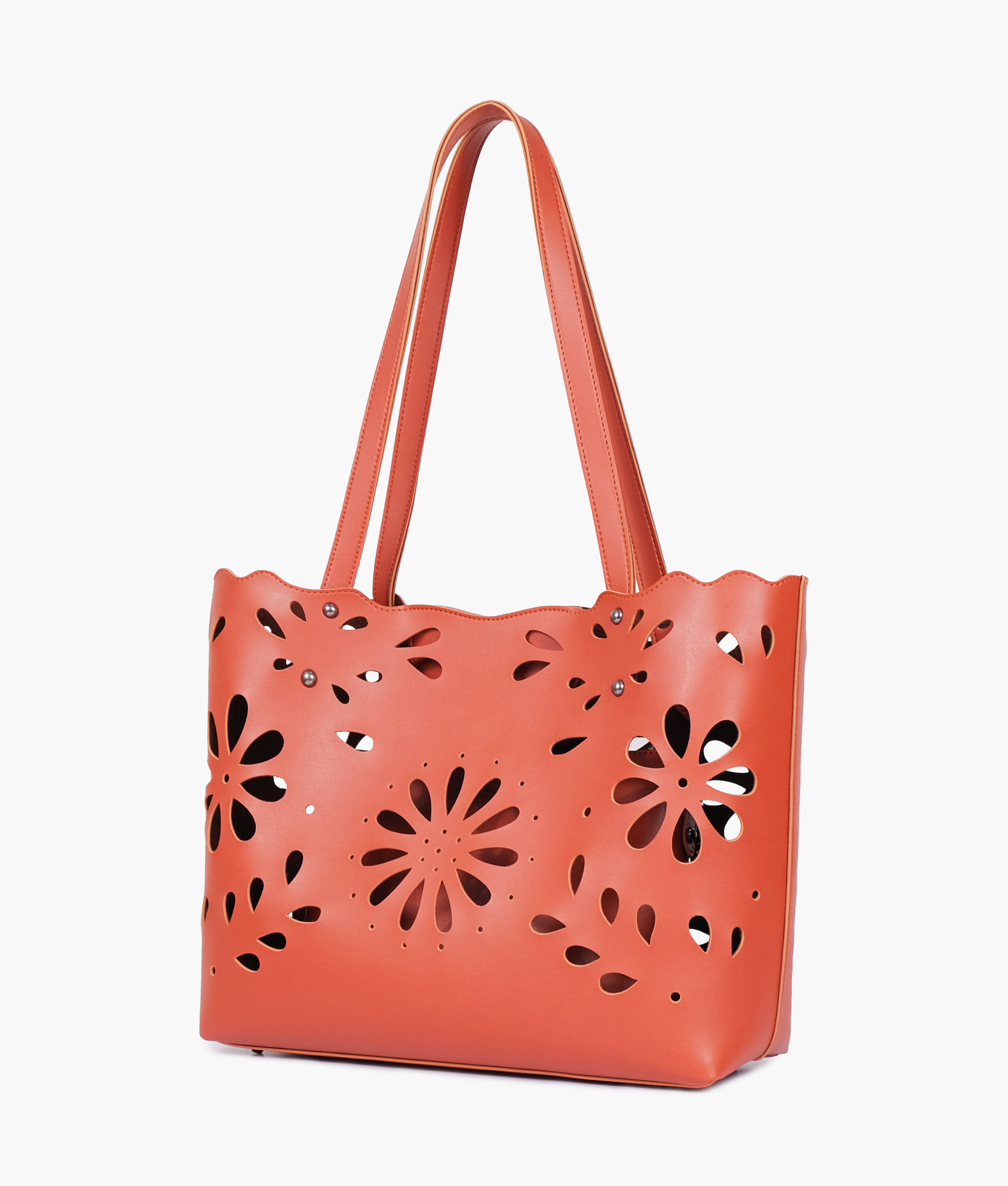 Rust two-piece floral tote