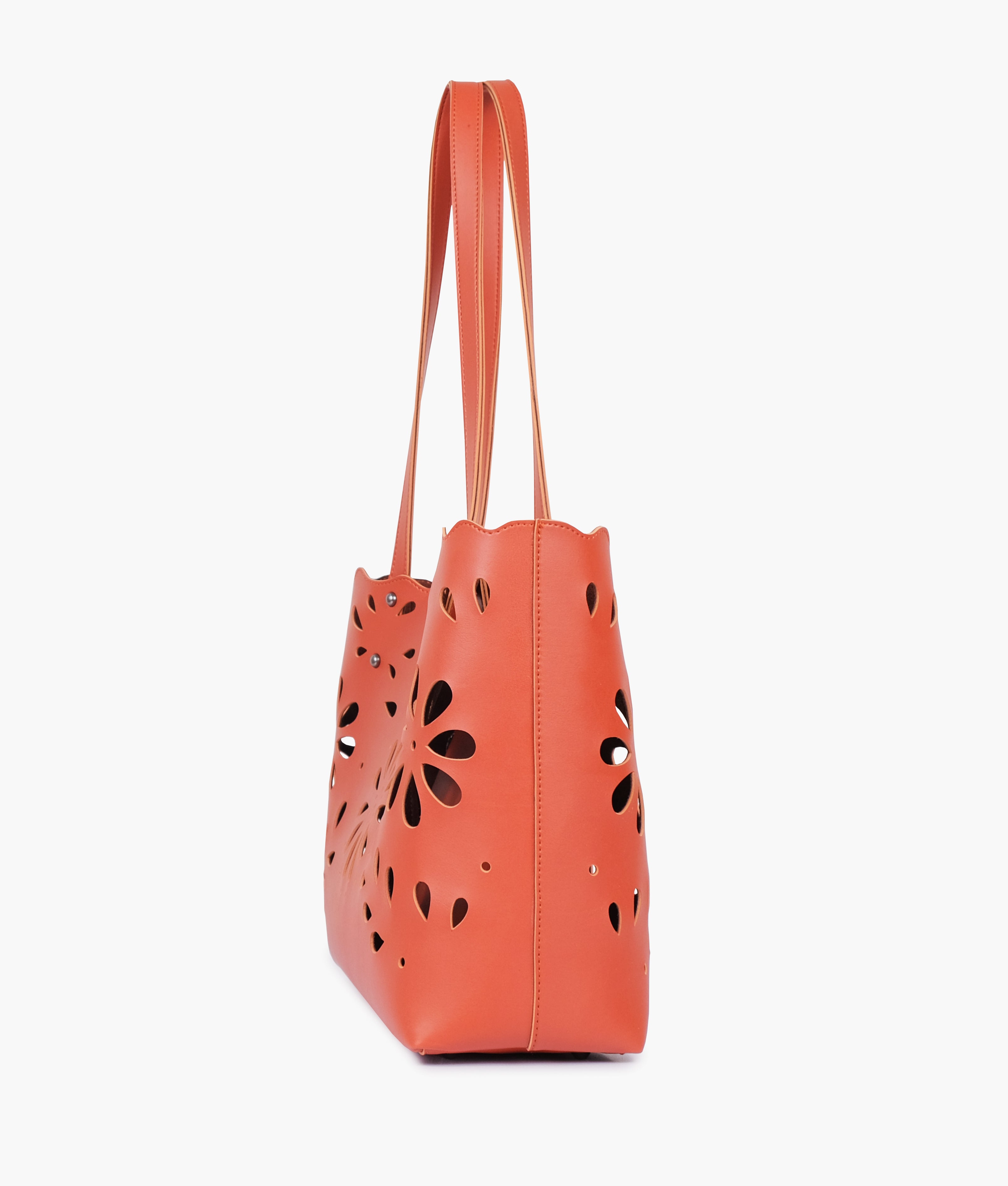 Rust two-piece floral tote