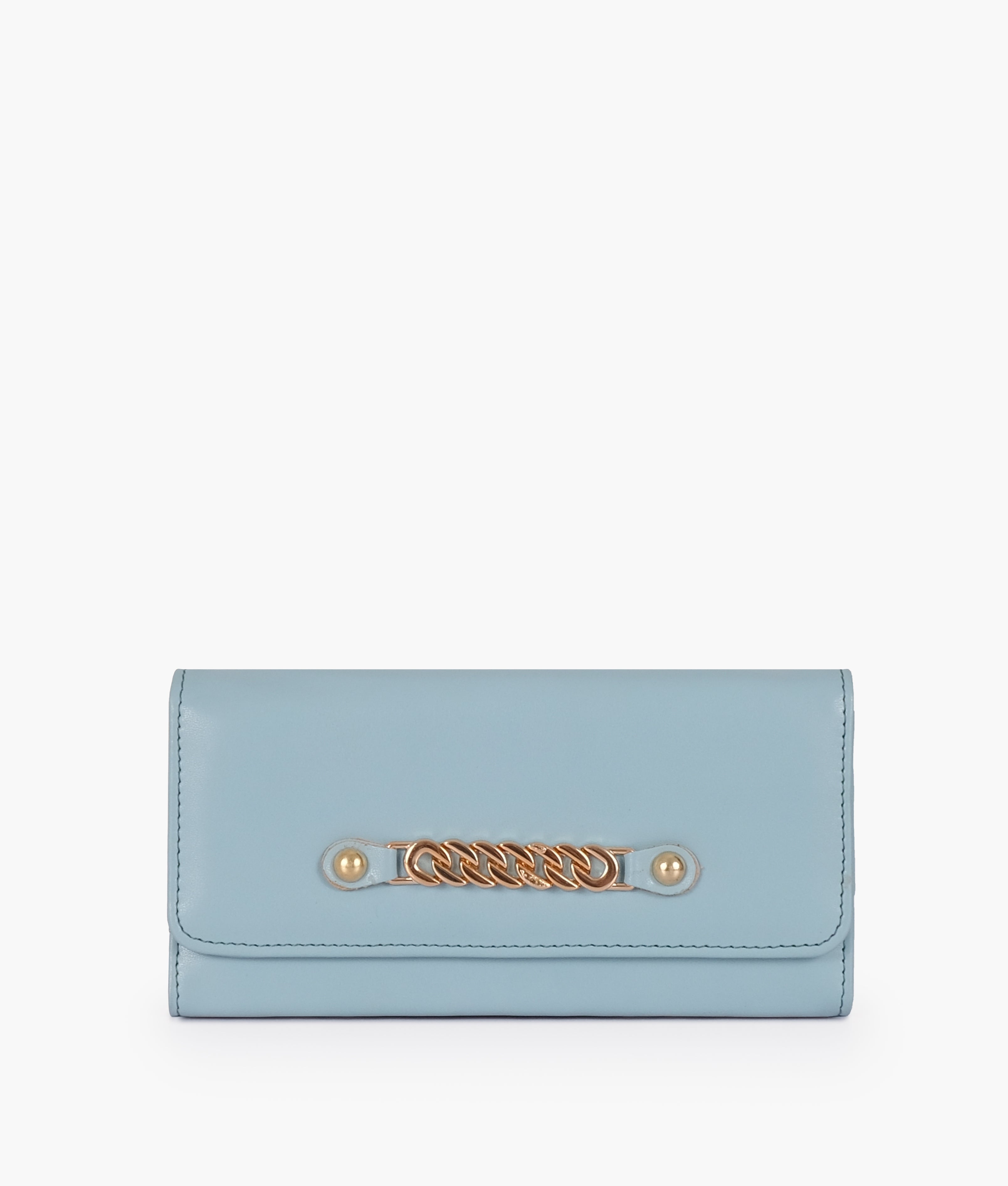Sky blue three-fold wallet