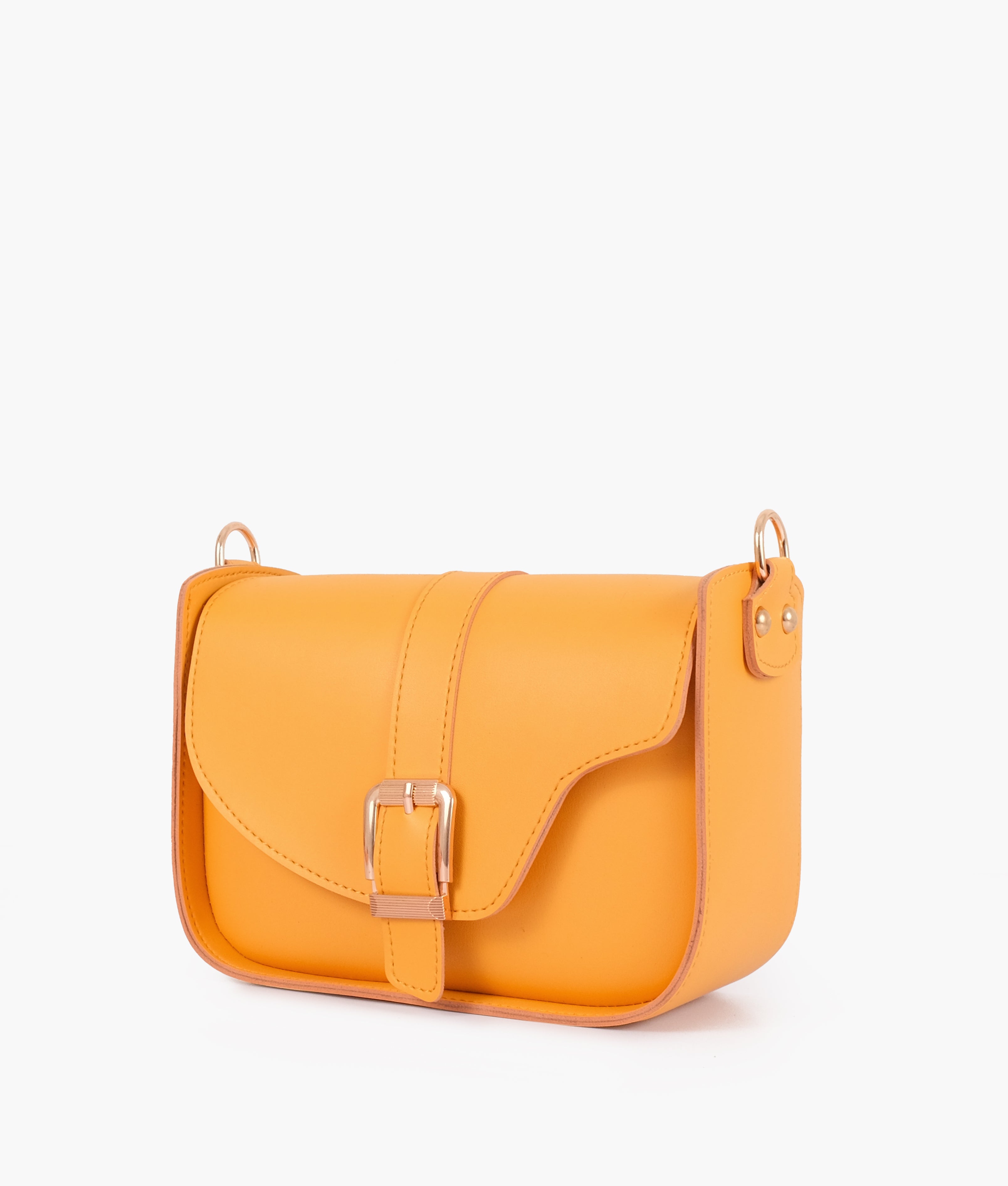 Yellow saddle buckle bag
