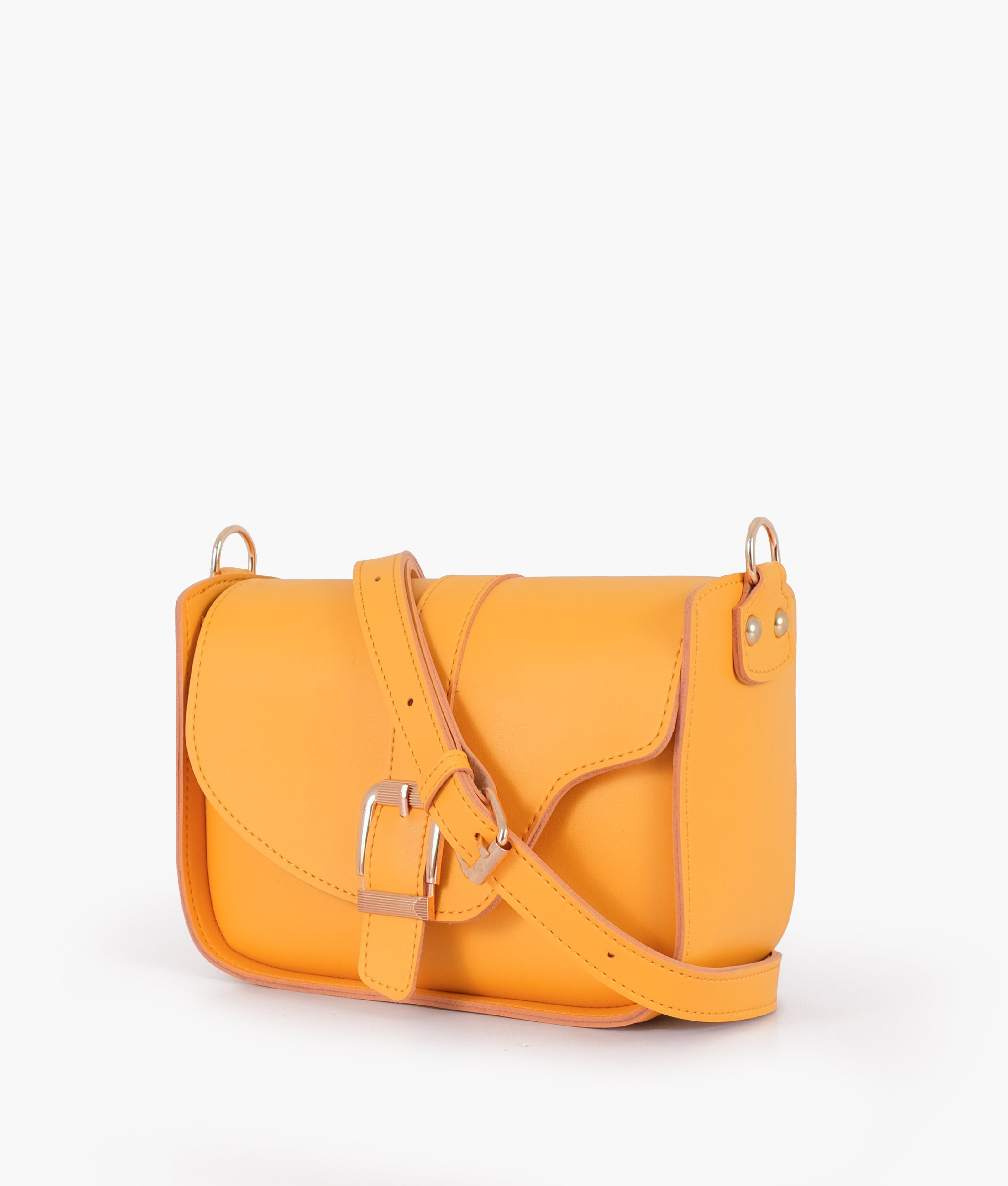 Yellow saddle buckle bag
